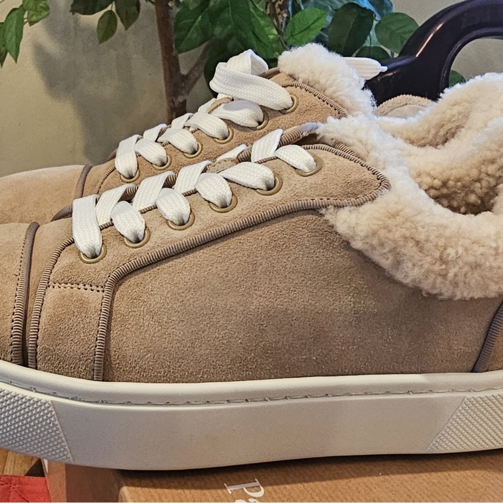 Tan Suede Sneakers with Faux Fur Lining